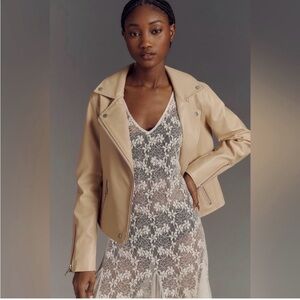Faux Leather Moto Jacket , Anthropologie, NWT, Edgy neutral!